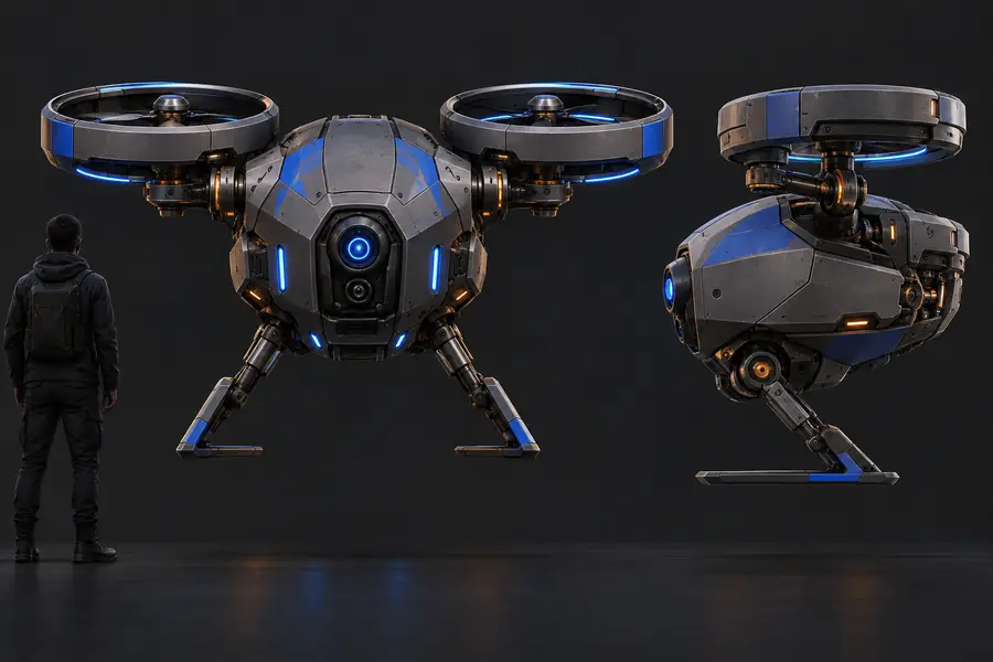 Flying robot shown as a flat reference image