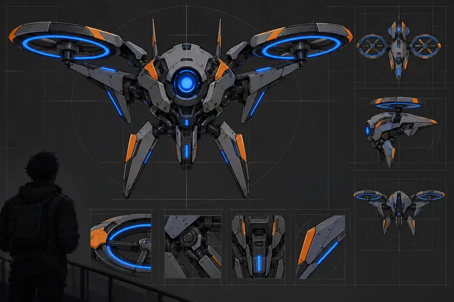 Flying robot shown as a flat reference image