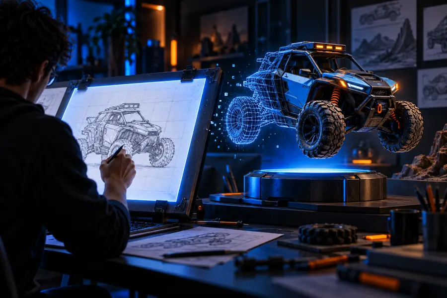 Flying robot depicted as a three-dimensional model
